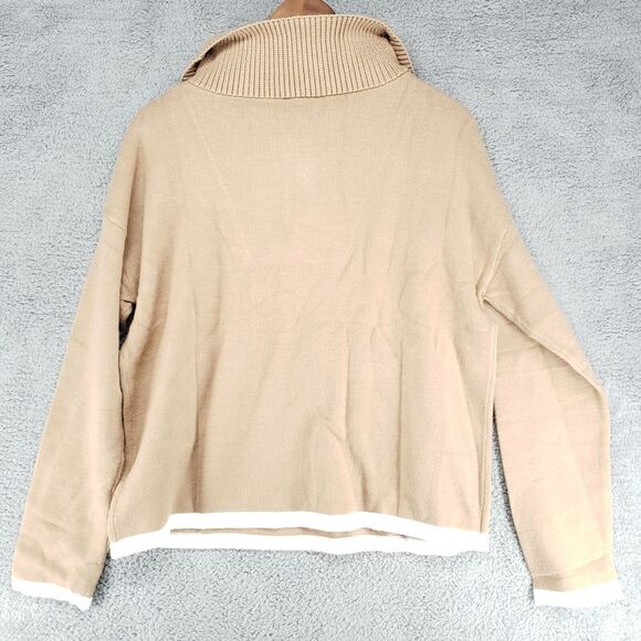 Laundry by Shelli Segal Los Angeles Half Zip Sweater Womens M Camel Beige - Picture 2 of 16